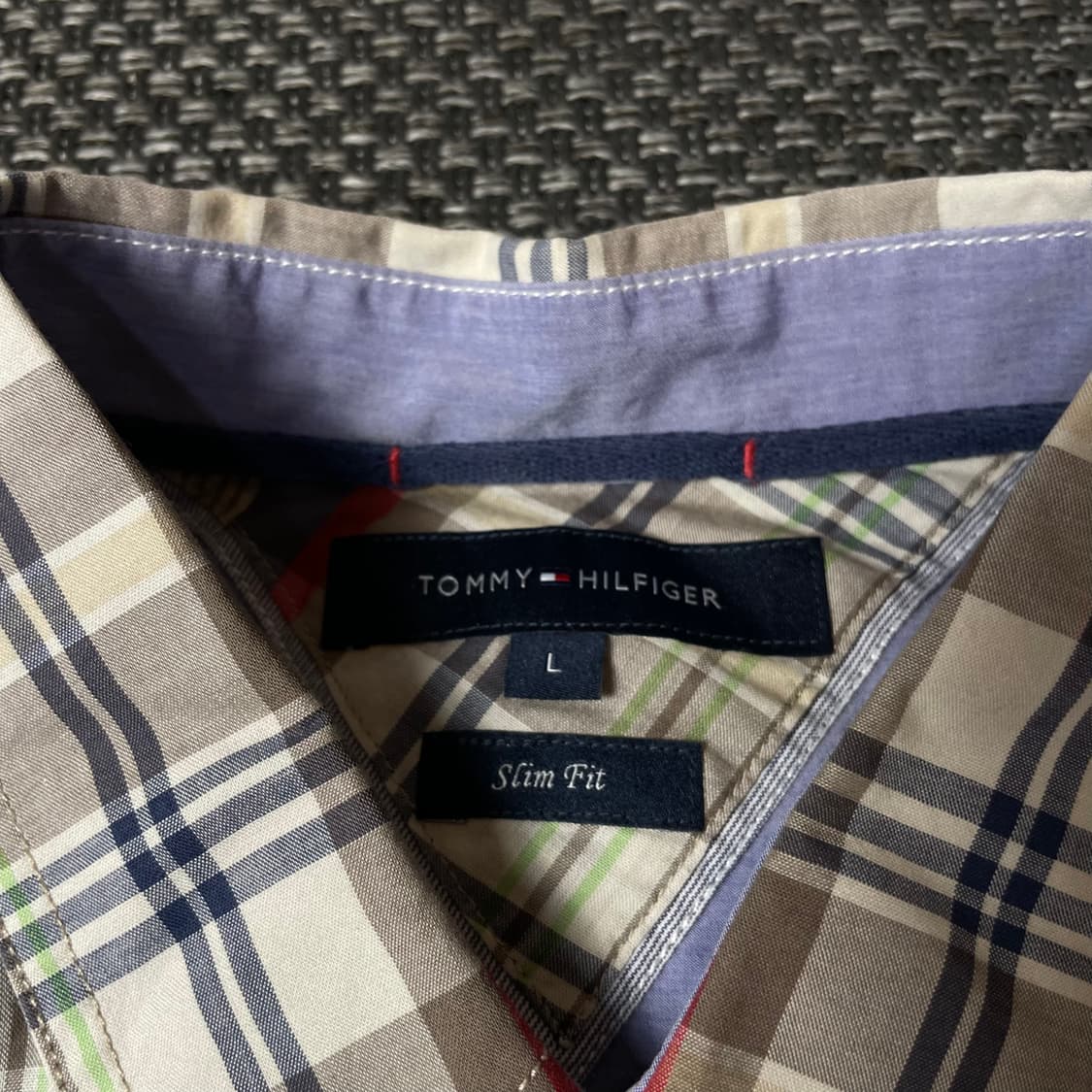타미힐피거 빈티지 브라운 멀티 배색 체크 긴팔 셔츠 슬림핏 L 상품이미지4