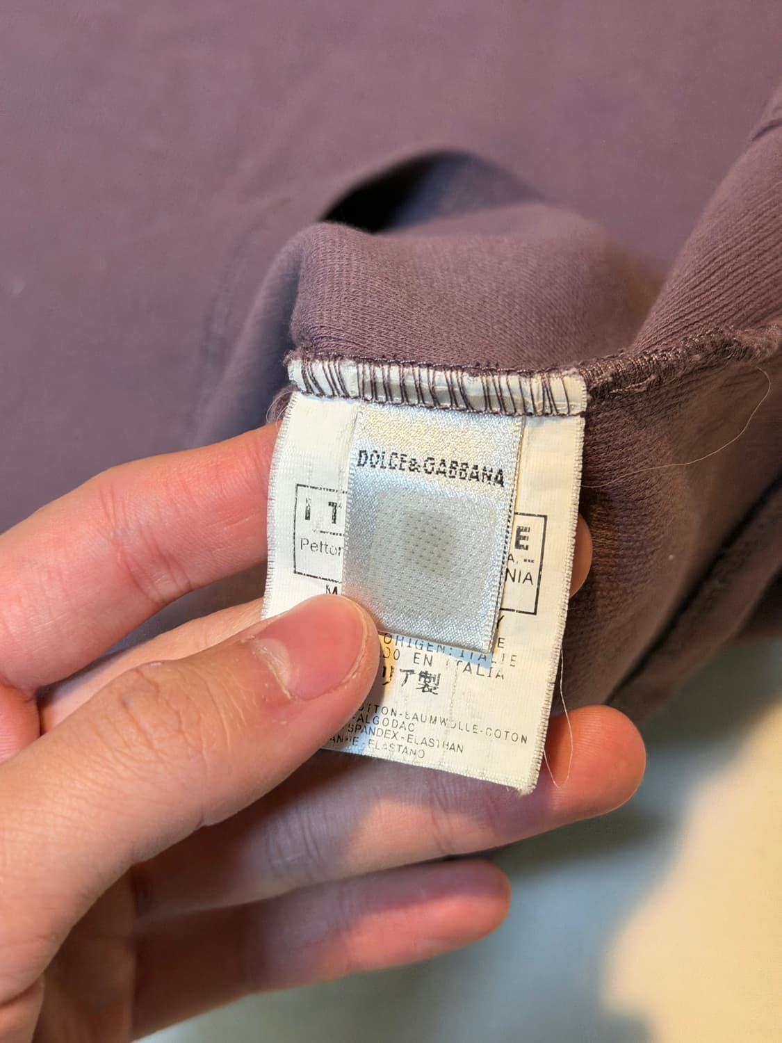 00s 돌체앤가바나 아카이브 D&G 로고 와플 반팔 카라티 워시드 퍼플 상품이미지4