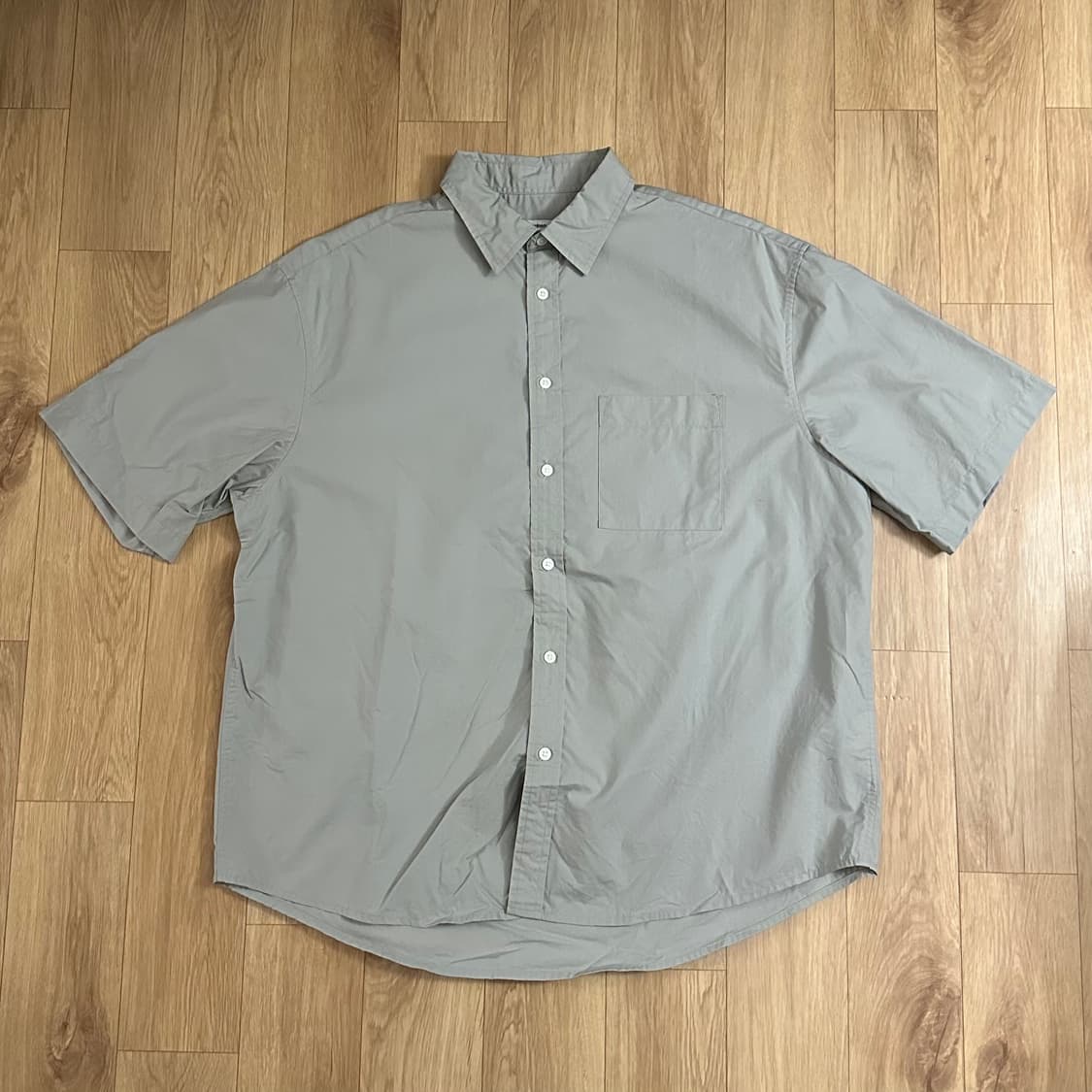 무탠다드 오버사이즈포플린반팔셔츠 라이트웜그레이 L 상품이미지1