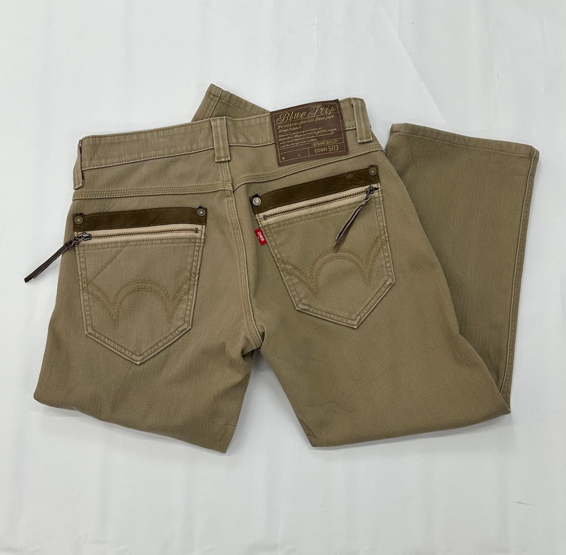 에드윈 체크 베이지 코튼 데님 팬츠 시티보이 아메카지 일본 빈티지 32 상품이미지6