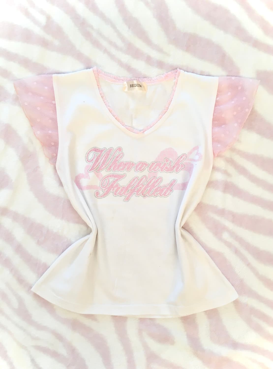 흰핑 히메갸루 글리터 레터링 하트 레이스 반팔티셔츠 대장템 상품이미지1