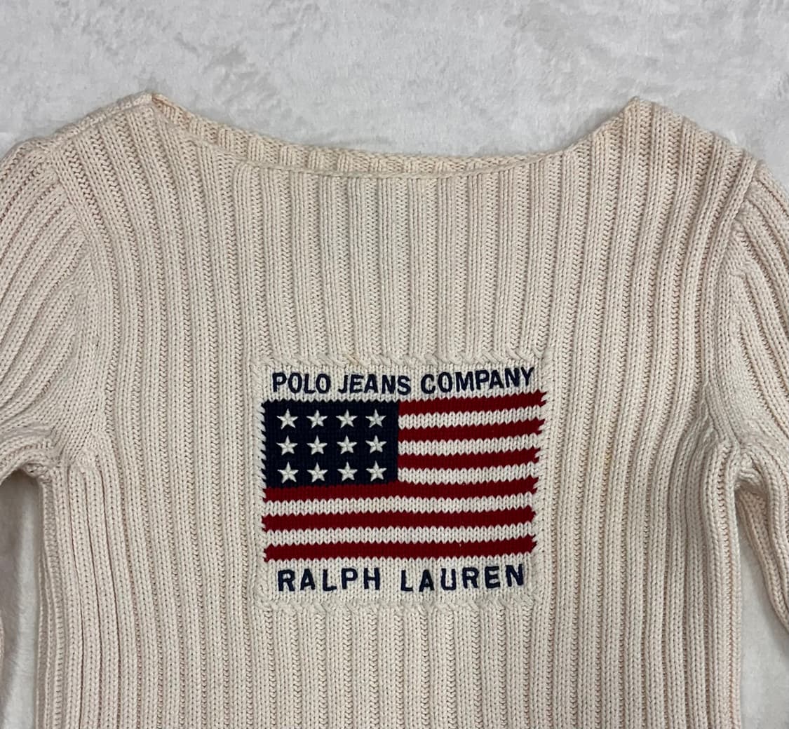 (M)폴로진스 보트넥 성조기 니트 크림 상품이미지2