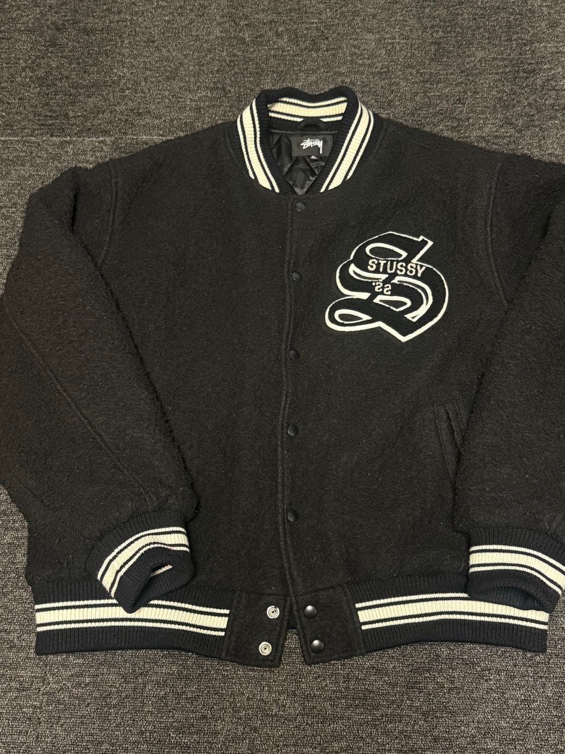 [XL] 스투시 카센티노 울 바시티 자켓 블랙 상품이미지1