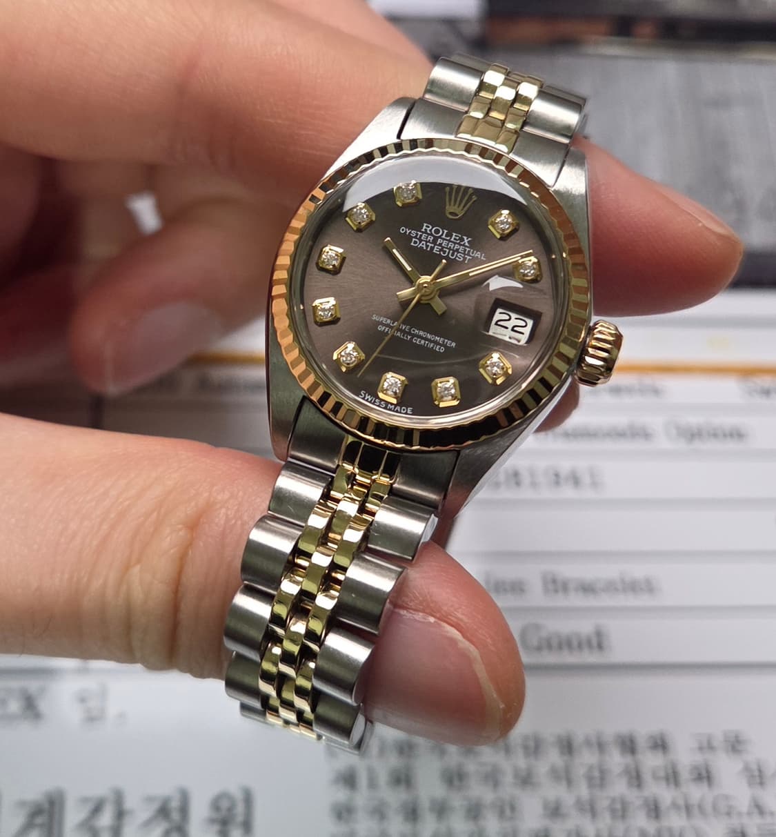 롤렉스 데이저스트 6917 초코판 10P다이아 쥬빌리줄 여성용 (감정서  상품이미지5