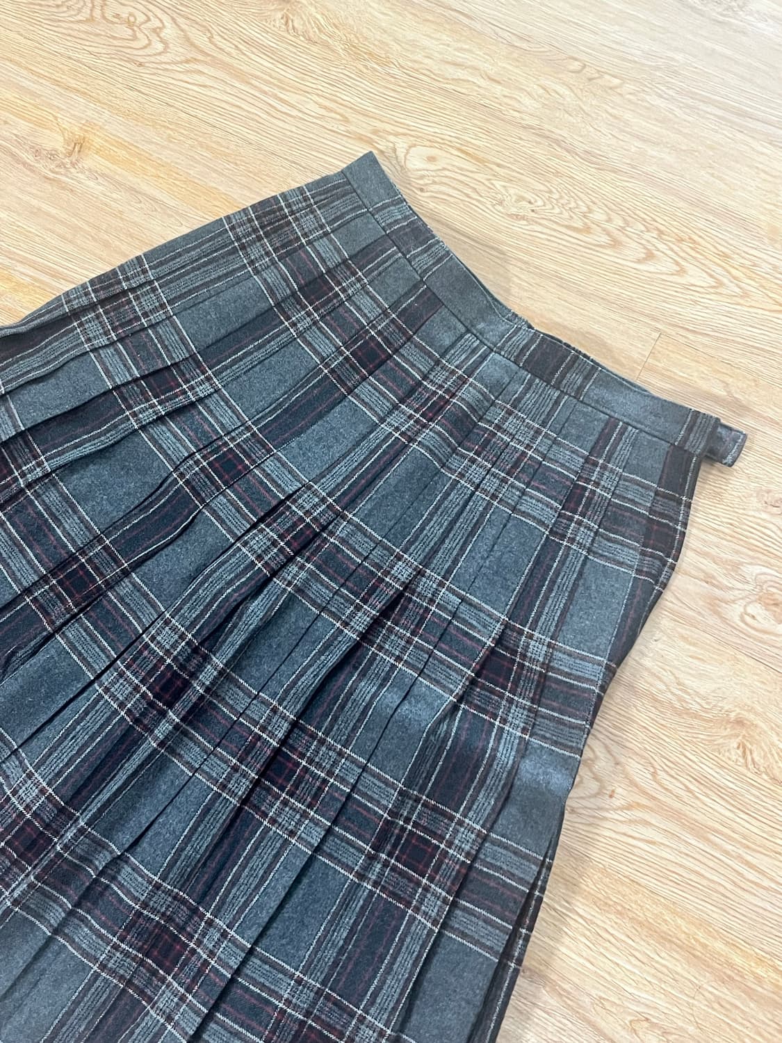 빈티지 체크 플리츠 울 스커트 상품이미지2
