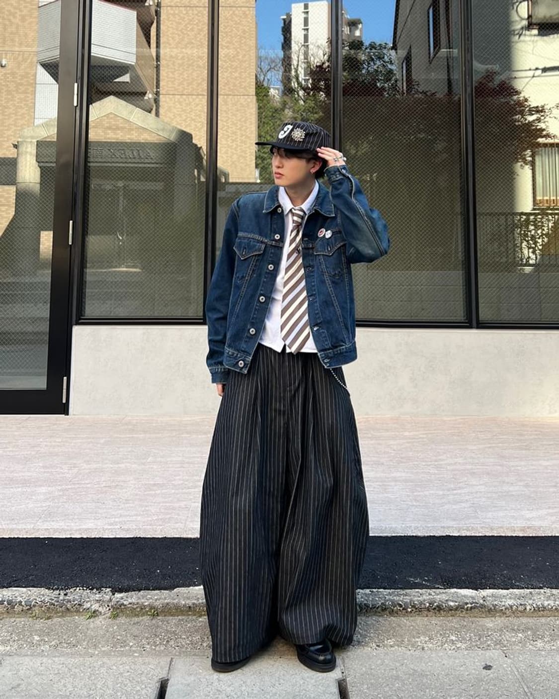 pushpush 스트라이프팬츠 블랙 상품이미지2