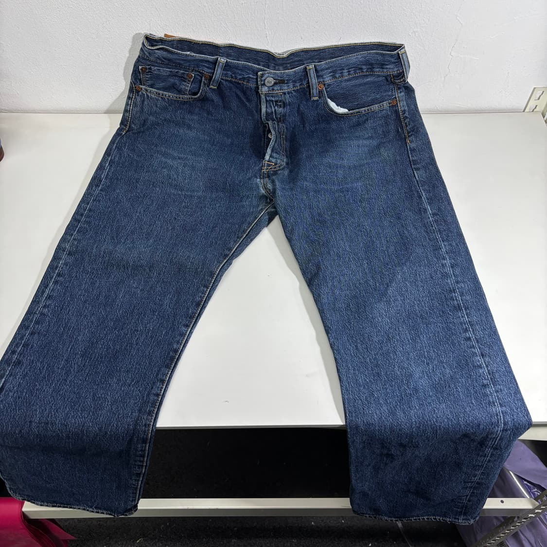 XL 36 리바이스501 레귤러핏 진청 버튼플라이 데님팬츠 상품이미지5