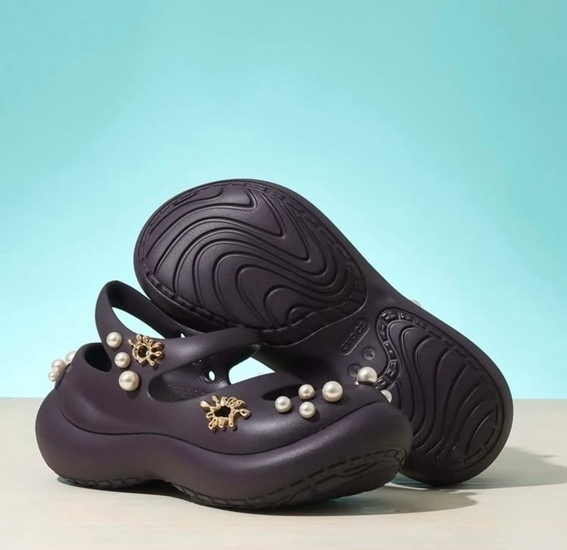 일본발매 Crocs 크록스 플랫폼 진주 메탈 샌들 샌달 시몬로샤 퍼플 상품이미지2