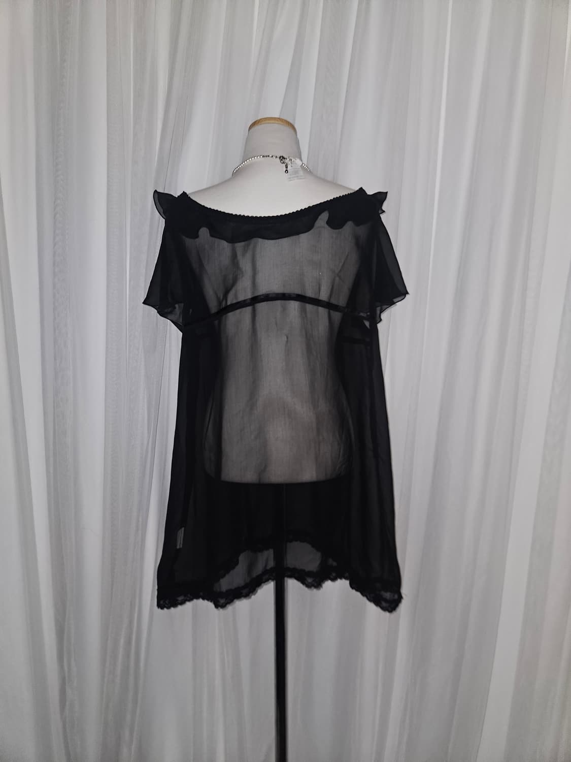 scoop 블랙 시스루 공겜 히메 러플 탑 상품이미지5