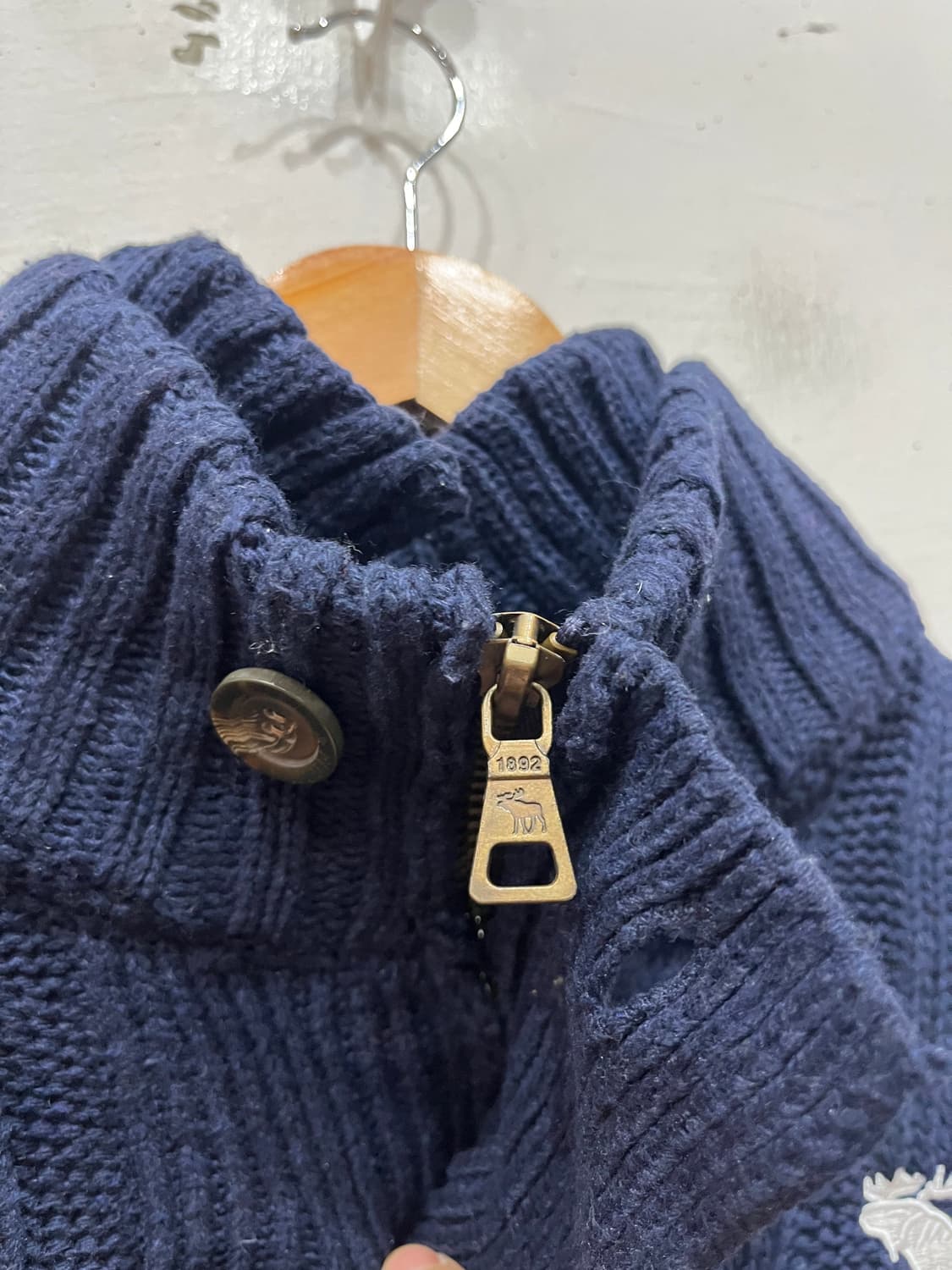 아베크롬비 케이블 양털 니트집업 네이비 XL 상품이미지6