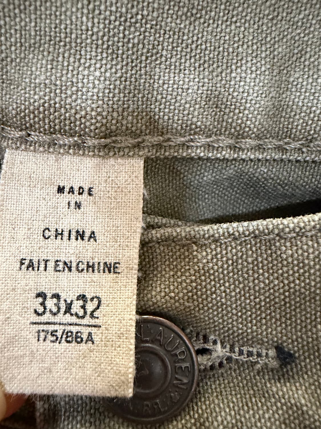 더블알엘 슬림핏 캔버스 팬츠 33*32 상품이미지4