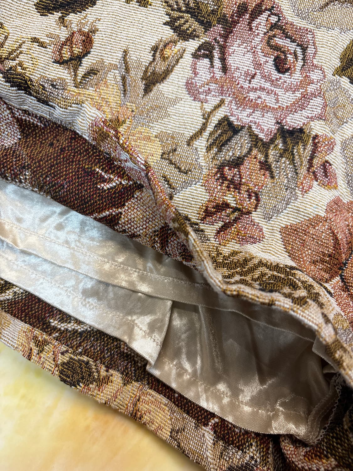 빈티지 자수 플라워 패턴 자카드 하이웨스트 반바지 상품이미지3