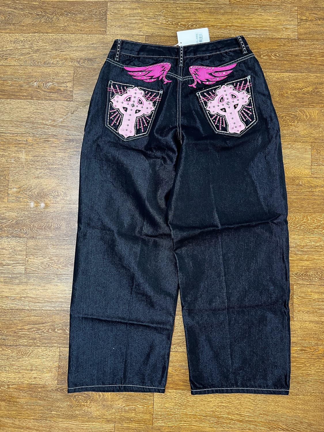 제이디드 런던 핑크 아플리케 크로스 콜로서스 데님 진 / 블랙 - 34 상품이미지3