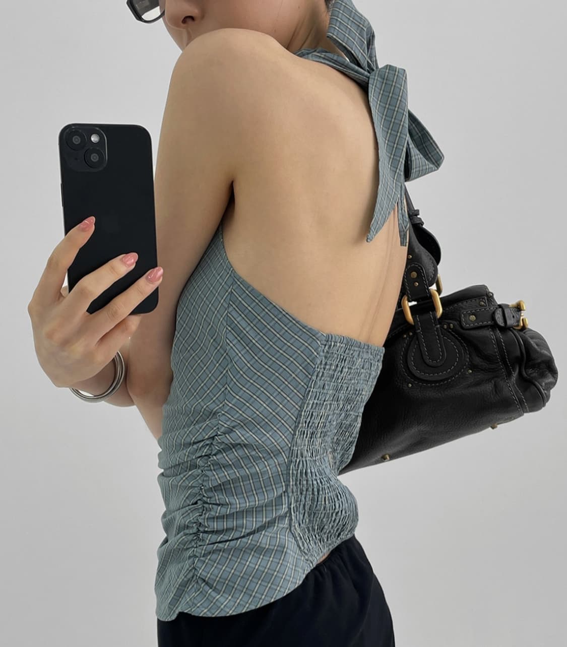 블랙업 카플란 체크 홀터 나시 상품이미지2