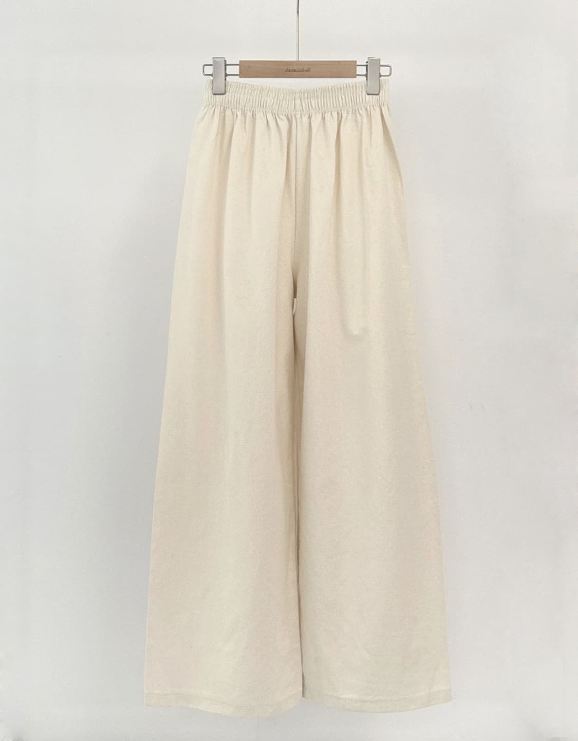 자스민벨 린넨 코튼 면 밴딩 워싱 데일리 와이드 하이웨스트 팬츠 크림 상품이미지1