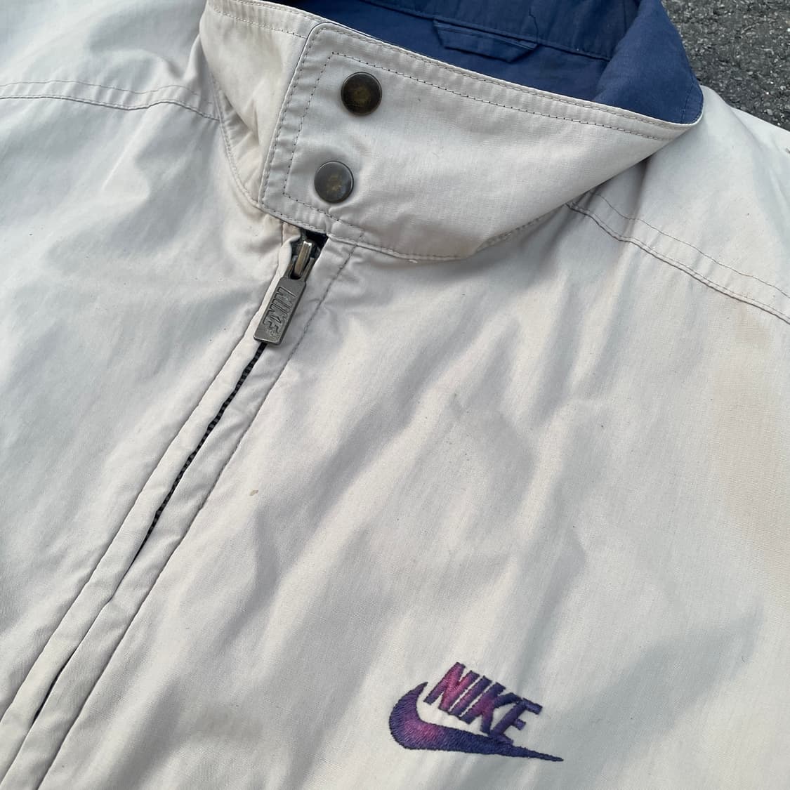 90s 삼나스포츠 나이키 아이보리 봄버자켓 블루종 올드스쿨 트랙자켓 XL 상품이미지8