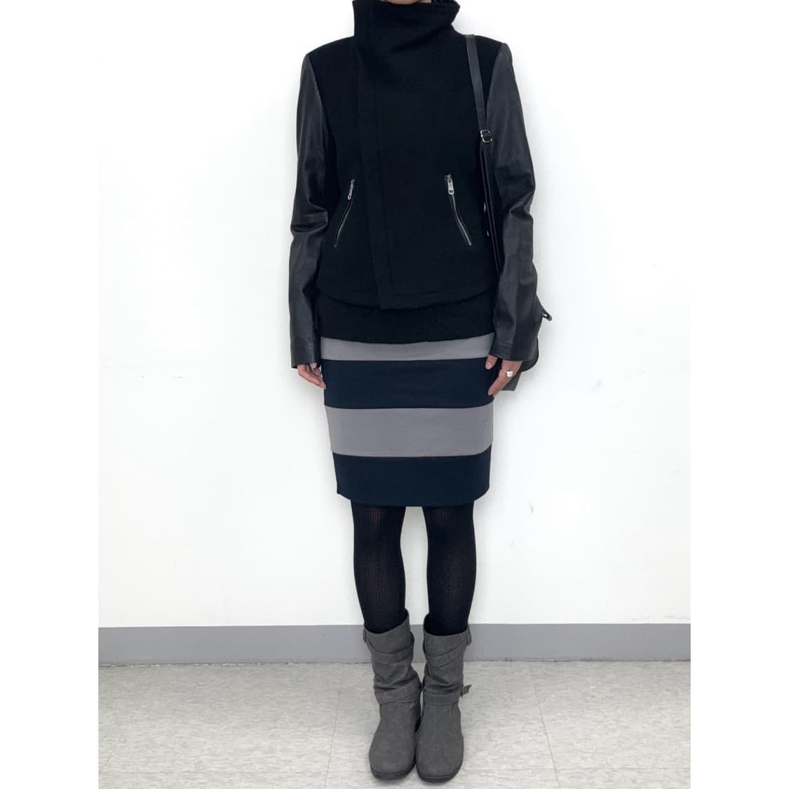 빈티지 타미힐피거 하이넥 블랙 투웨이 락시크 자켓 상품이미지5