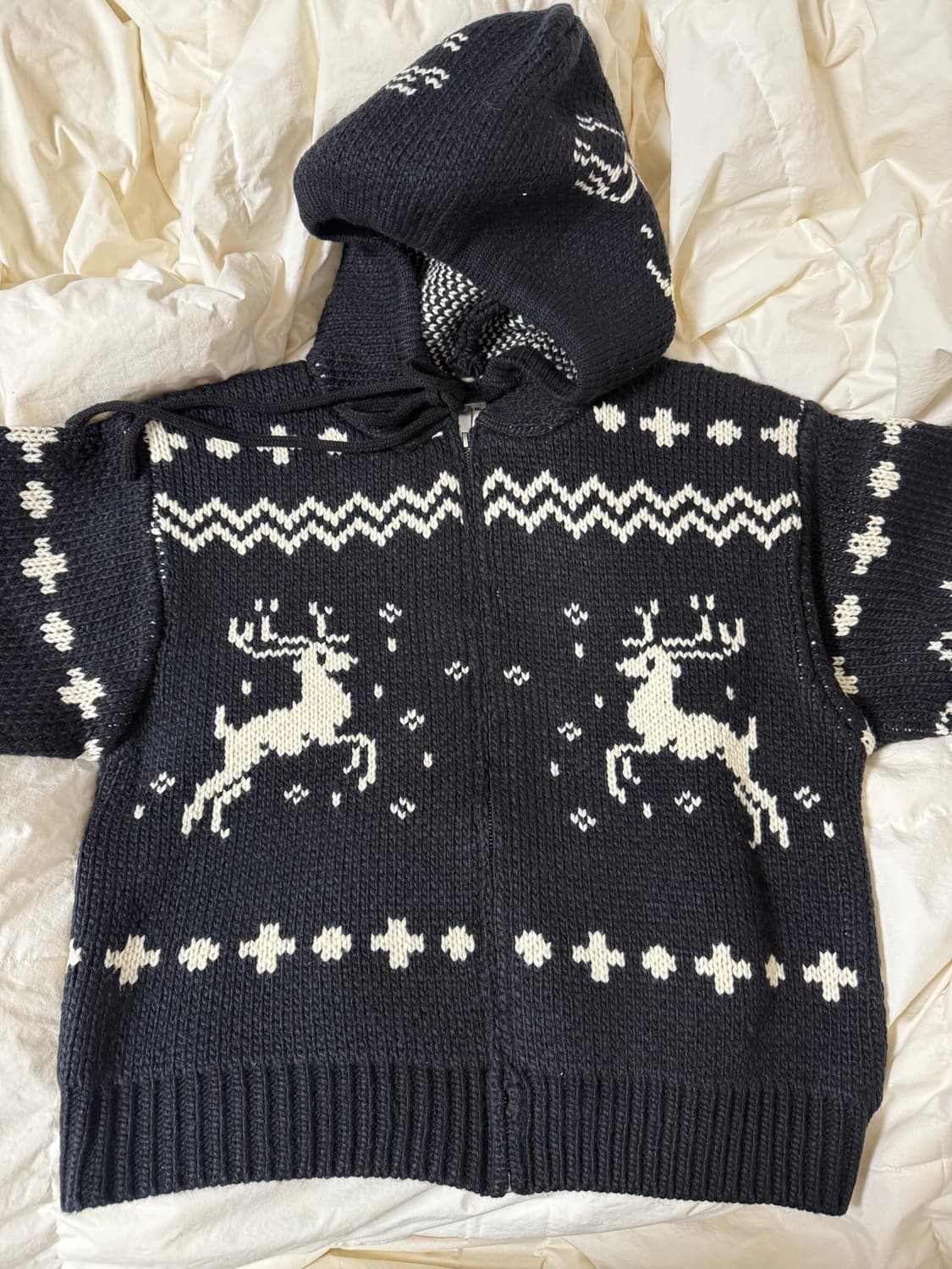 노르닉 니트 후드집업 코위찬 사슴 상품이미지5