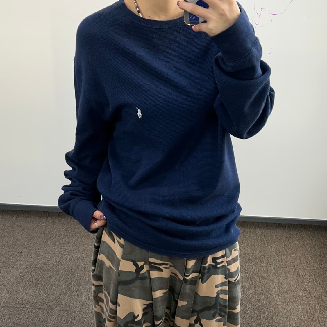 Polo 폴로 화이트포니 네이비 와플니트 상품이미지2