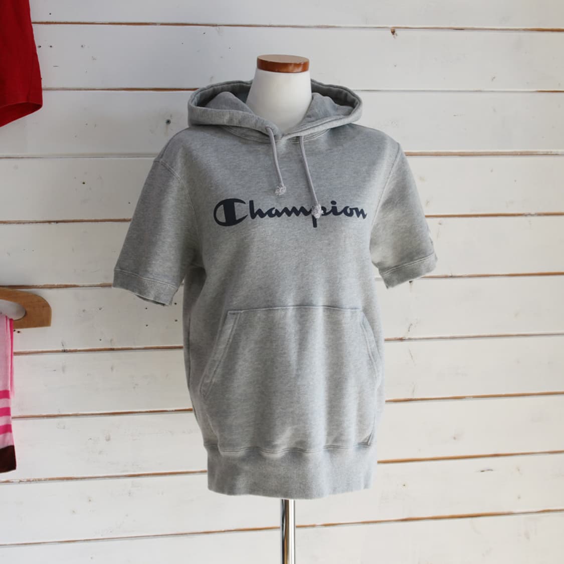 (착용컷) Champion 후드 반팔 티셔츠 (남성용 95) 상품이미지1
