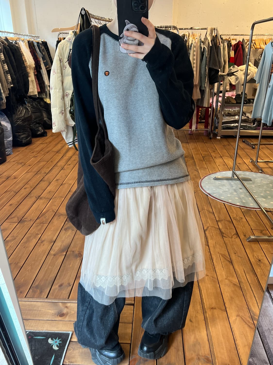 베이프 그레이 네이비 롱슬리브 상품이미지6