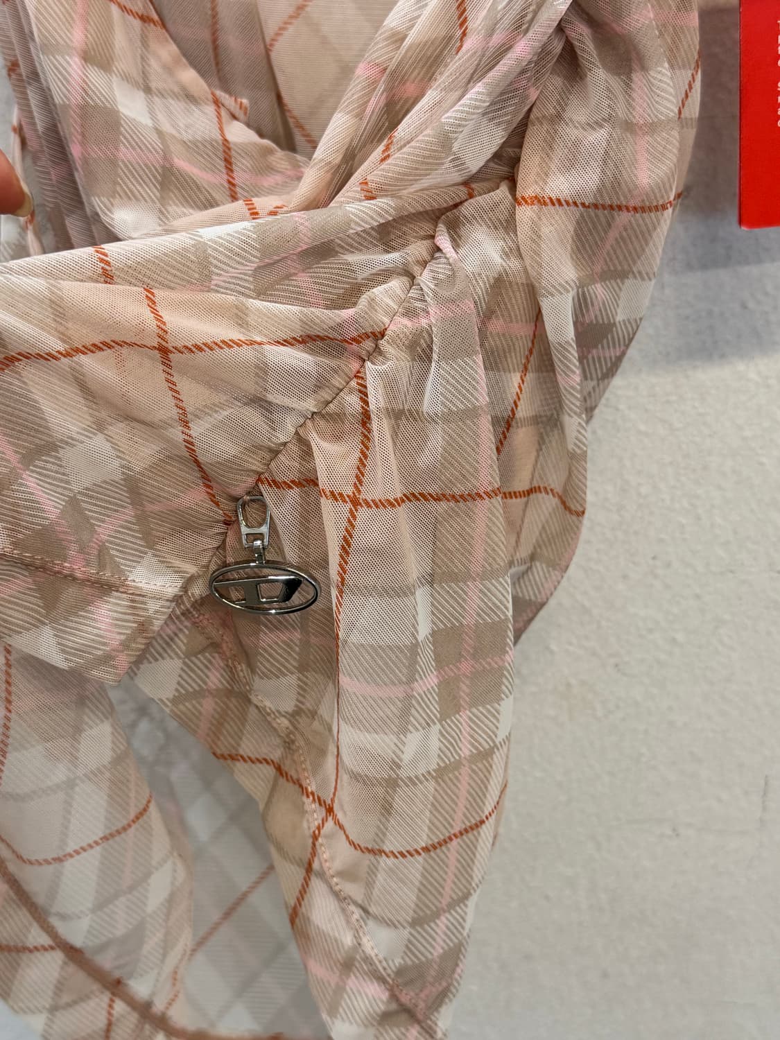 DIESEL Pink Beige Check Camisole Dress T 상품이미지3