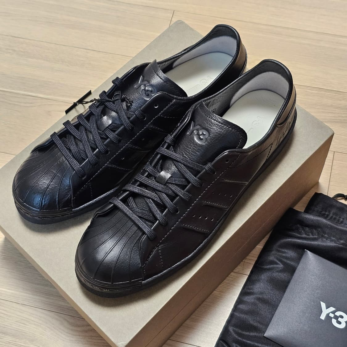 275 새제품 Y-3 슈퍼스타 트리플 블랙 IE3237 신발 가죽 운동화 상품이미지4