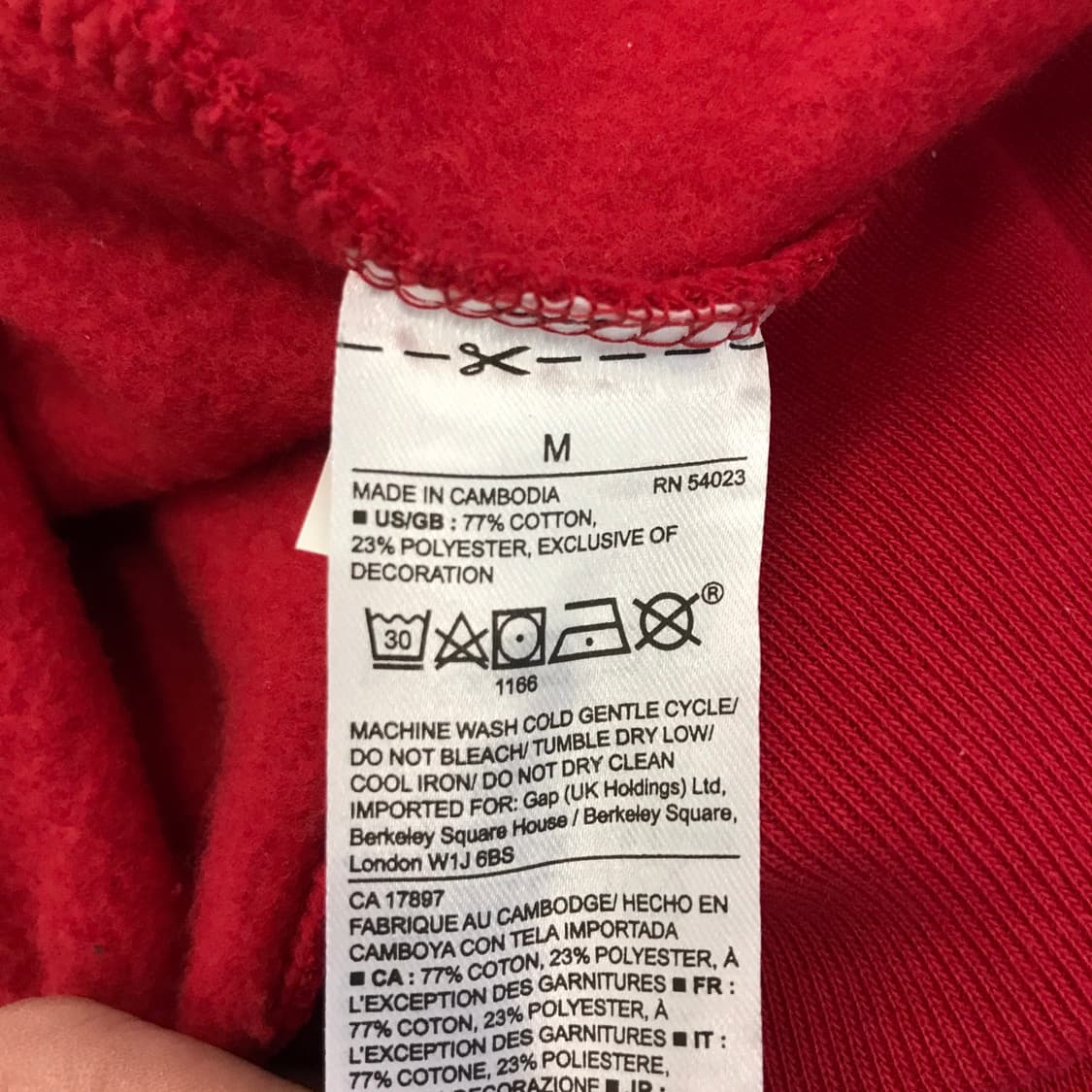 GAP 레드 후드티셔츠 미사용급 [M] 상품이미지6