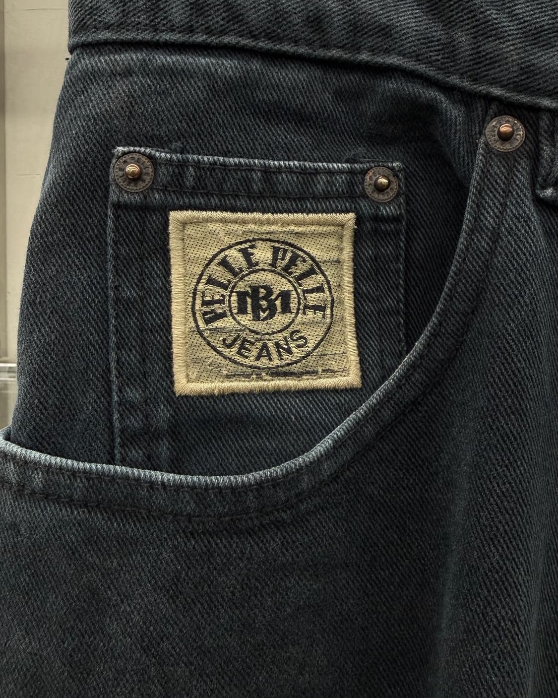 펠레펠레 00s 백로고 배기 데님 팬츠 블랙 상품이미지5