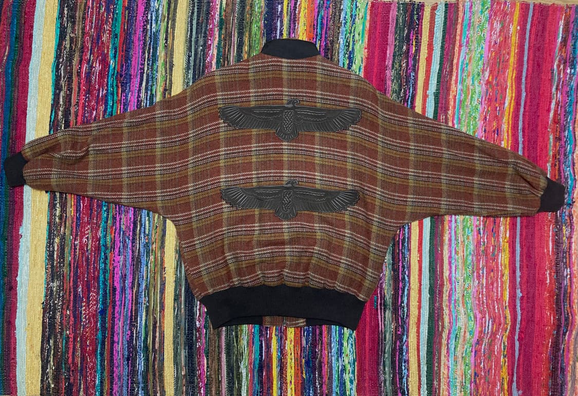 일본빈티지 울 체크 크롭 봄버 자켓 (비대칭 지퍼) 상품이미지1