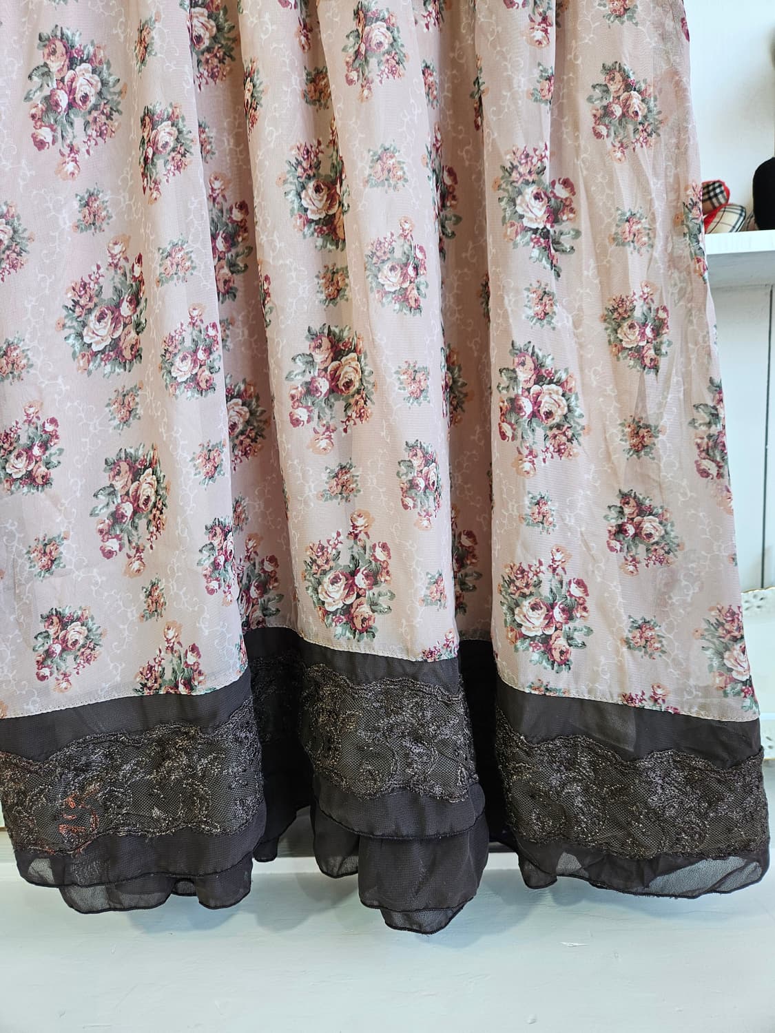 axes femme 로즈 패턴 레이스 쉬폰 원피스 상품이미지3