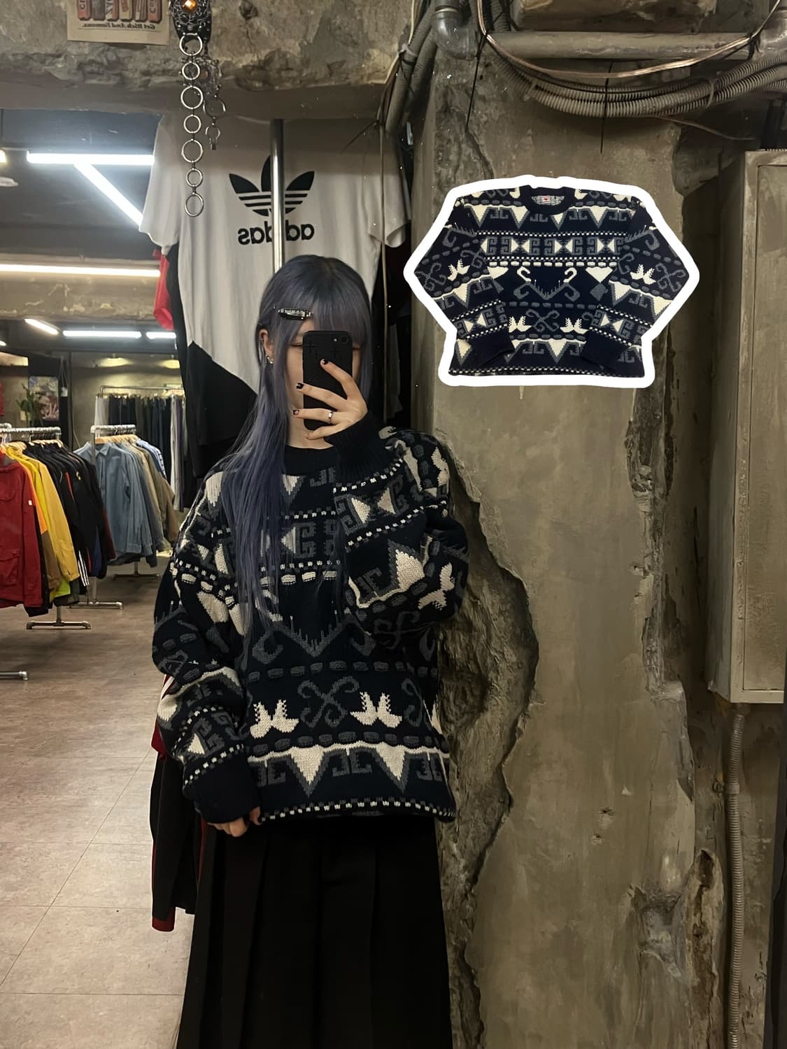 빈티지 무늬 니트 네이비 #csz2328 상품이미지1