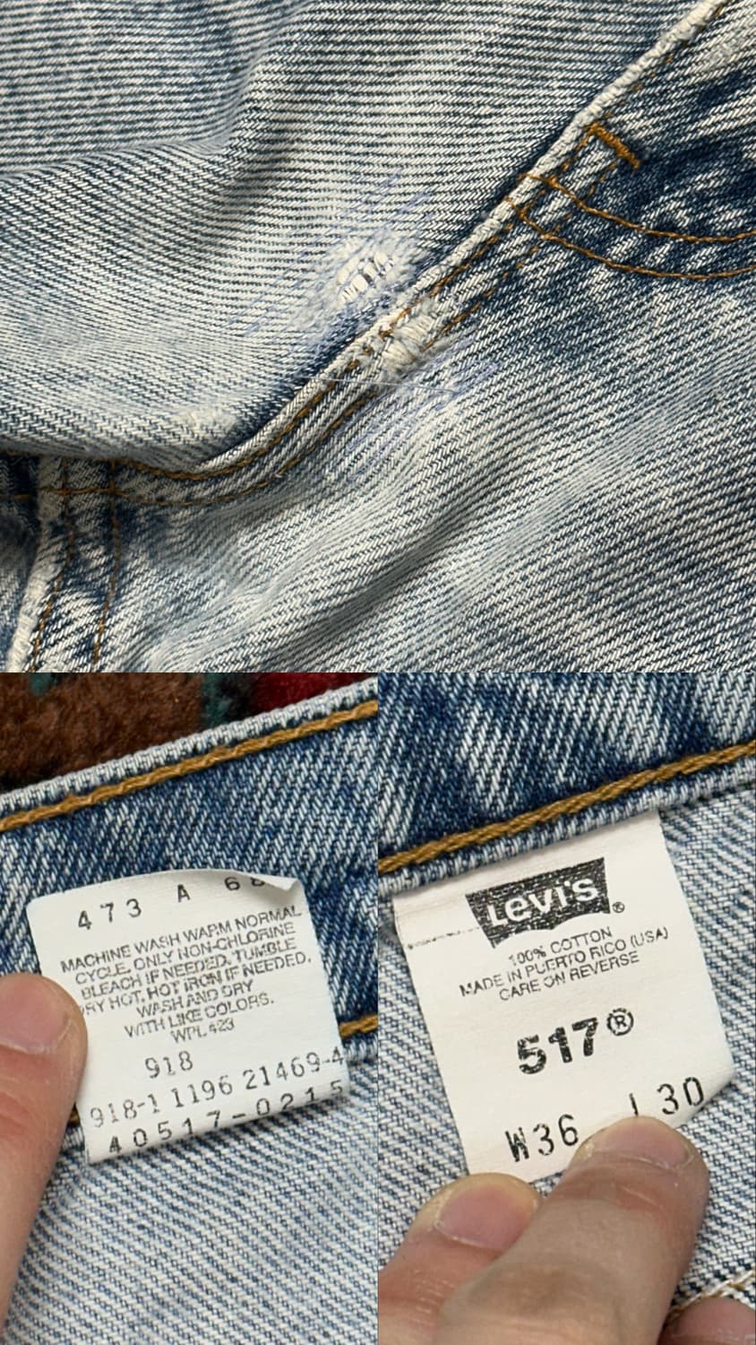 90's 빈티지 리바이스 517 오렌지탭 부츠컷 데님 플레어진 상품이미지9