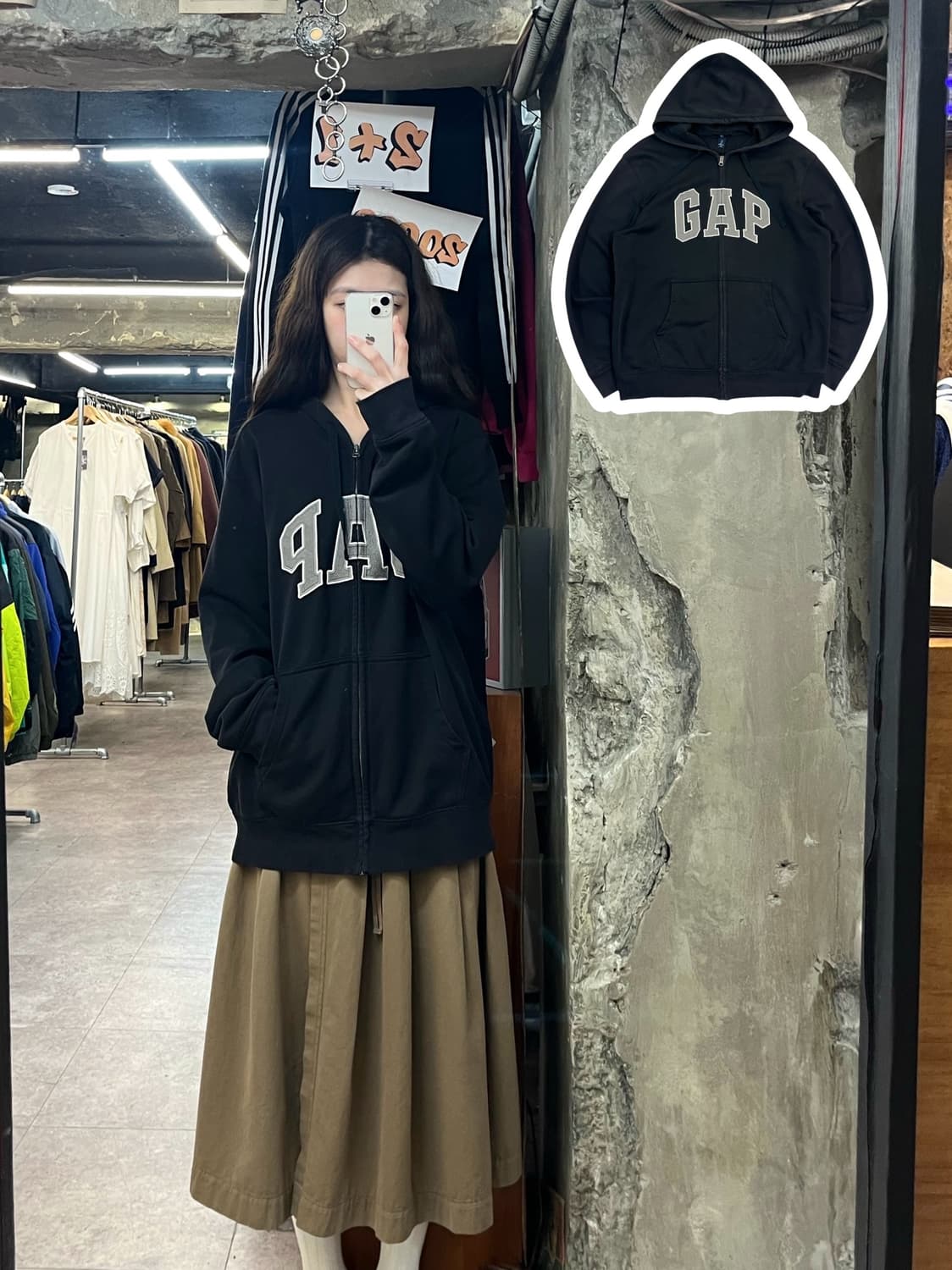 갭 기모 후드집업 블랙 L #csz3762 상품이미지1