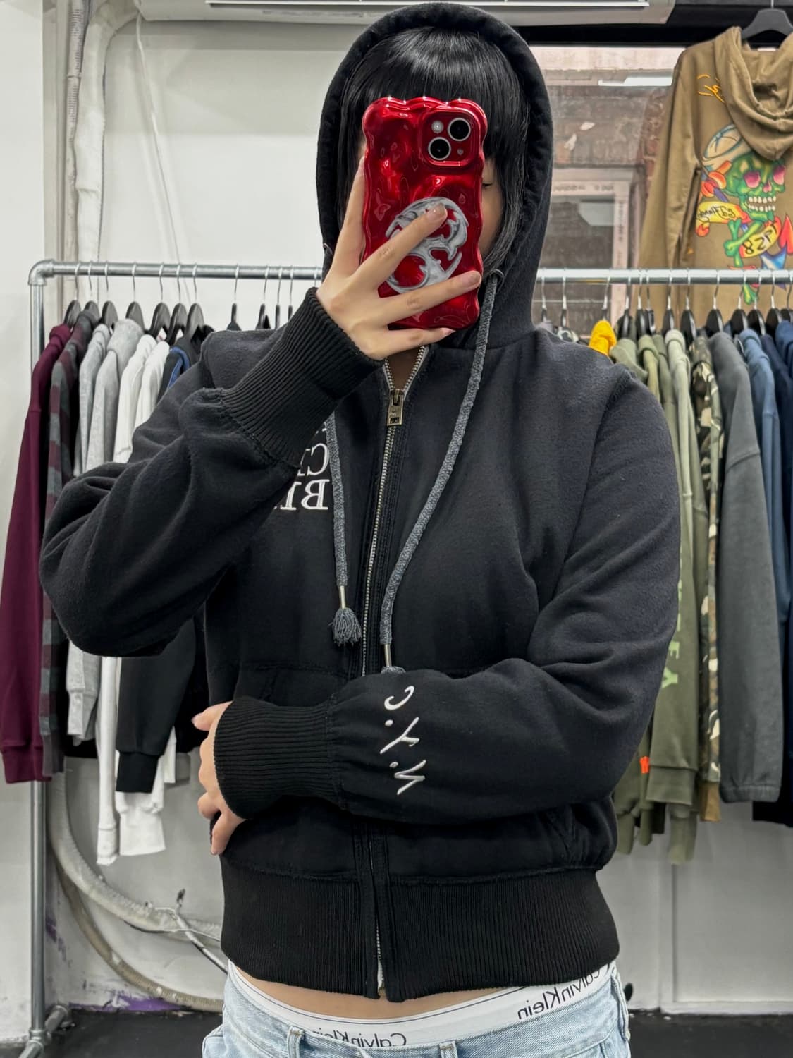 아베크롬비 Y2K 블랙 후드집업 상품이미지4