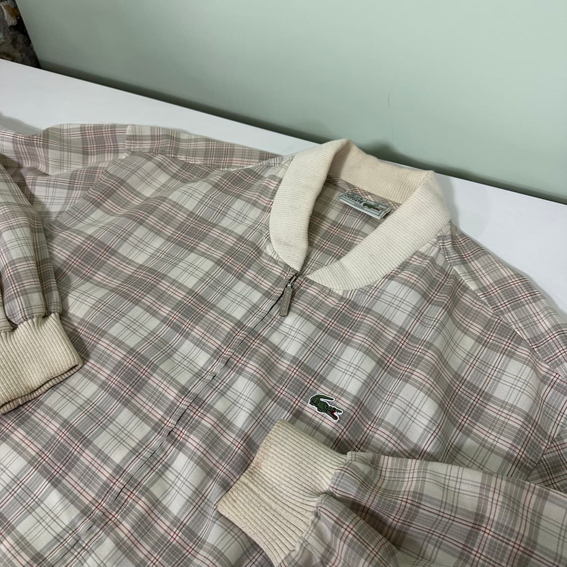 XL 라코스테 체크 오버핏 면 블루종 상품이미지3