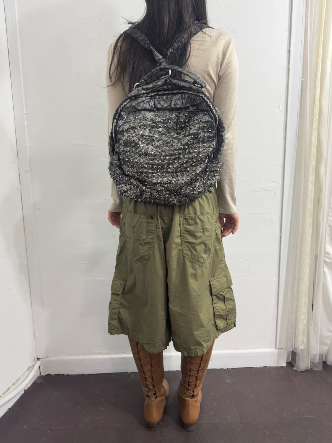 silver cubic backpack 상품이미지3