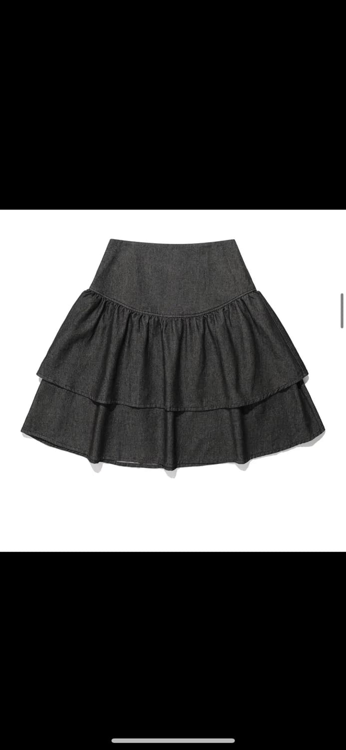 나이트고스트클럽 셔링 데님 스커트 블랙 상품이미지1