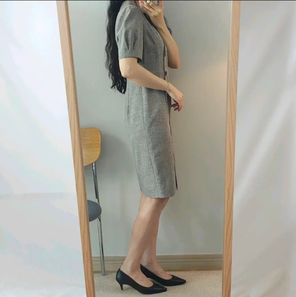 (55/새상품)LINE 여성 반팔 원피스 정장 하객룩 상품이미지2