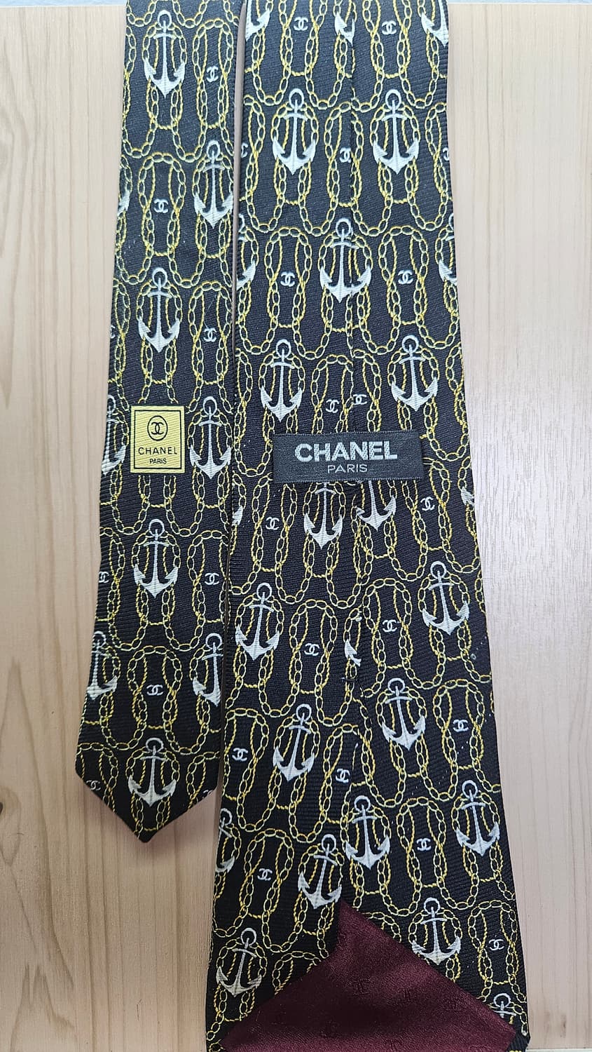 [단종/초희귀] 샤넬 빈티지 마린 앵커 넥타이/10cm 초광폭/상태 최상 상품이미지1