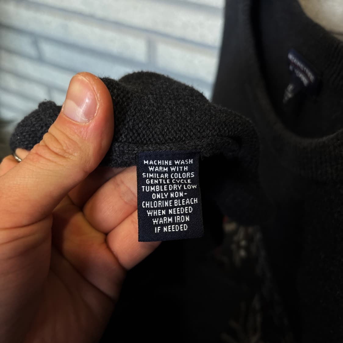 USA VINTAGE 노르딕 패턴 코튼니트 엠보싱 라인 디테일 다크차콜 상품이미지7