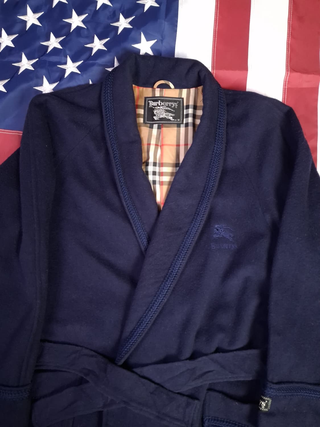 새제품급 오리지날 일본판 버버리 울,캐시미어 혼방 로브 코트 상품이미지2