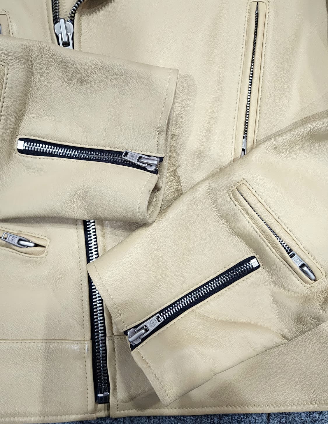 마뗑킴 램스킨 라이더 레더 자켓 양가죽 자켓 M 상품이미지5