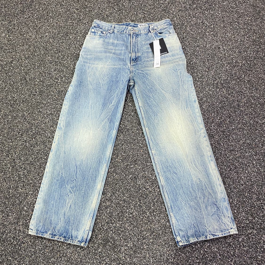 모드나인 백 패치 블루레인 와이드 데님 팬츠 B3608  상품이미지3