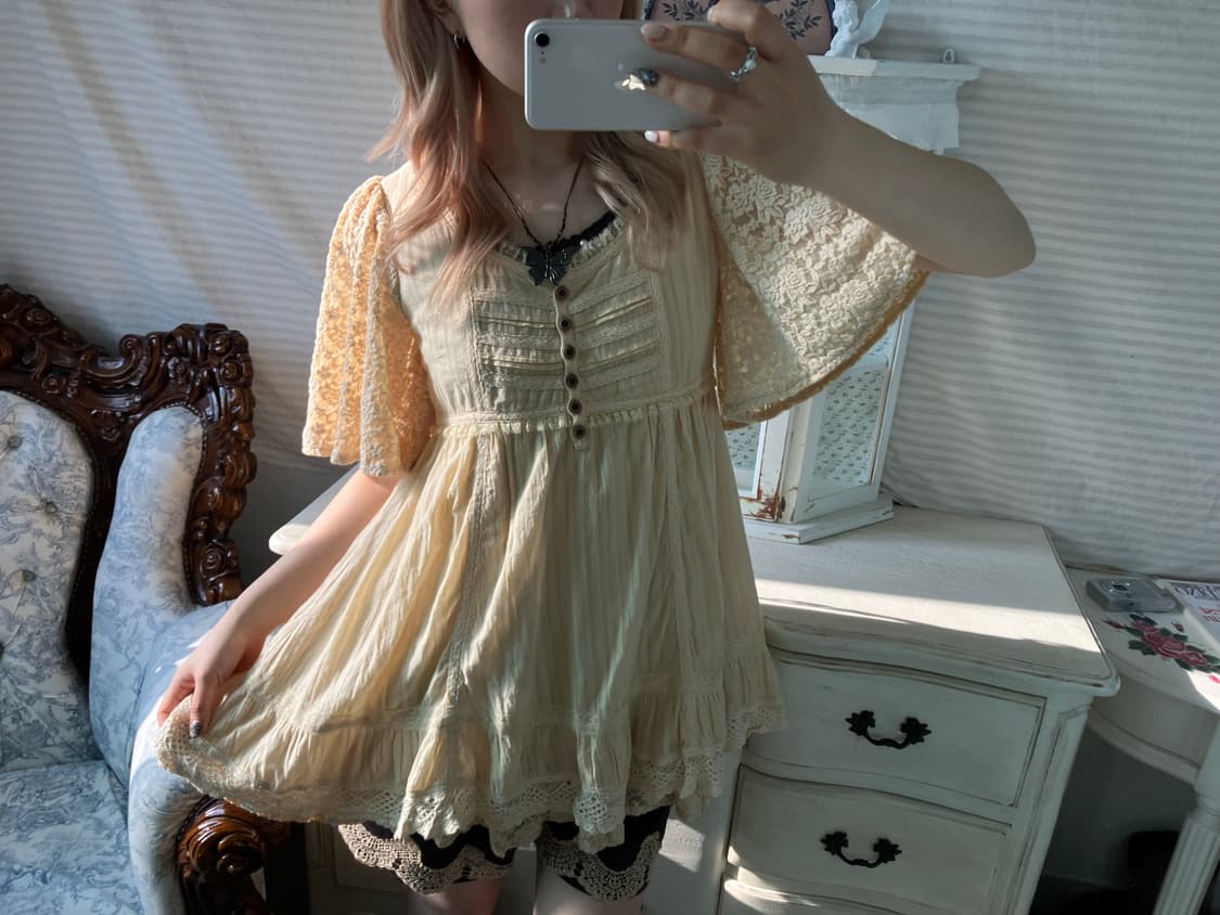 빈티지 앤틱 아일렛 레이스 블라우스 상품이미지1