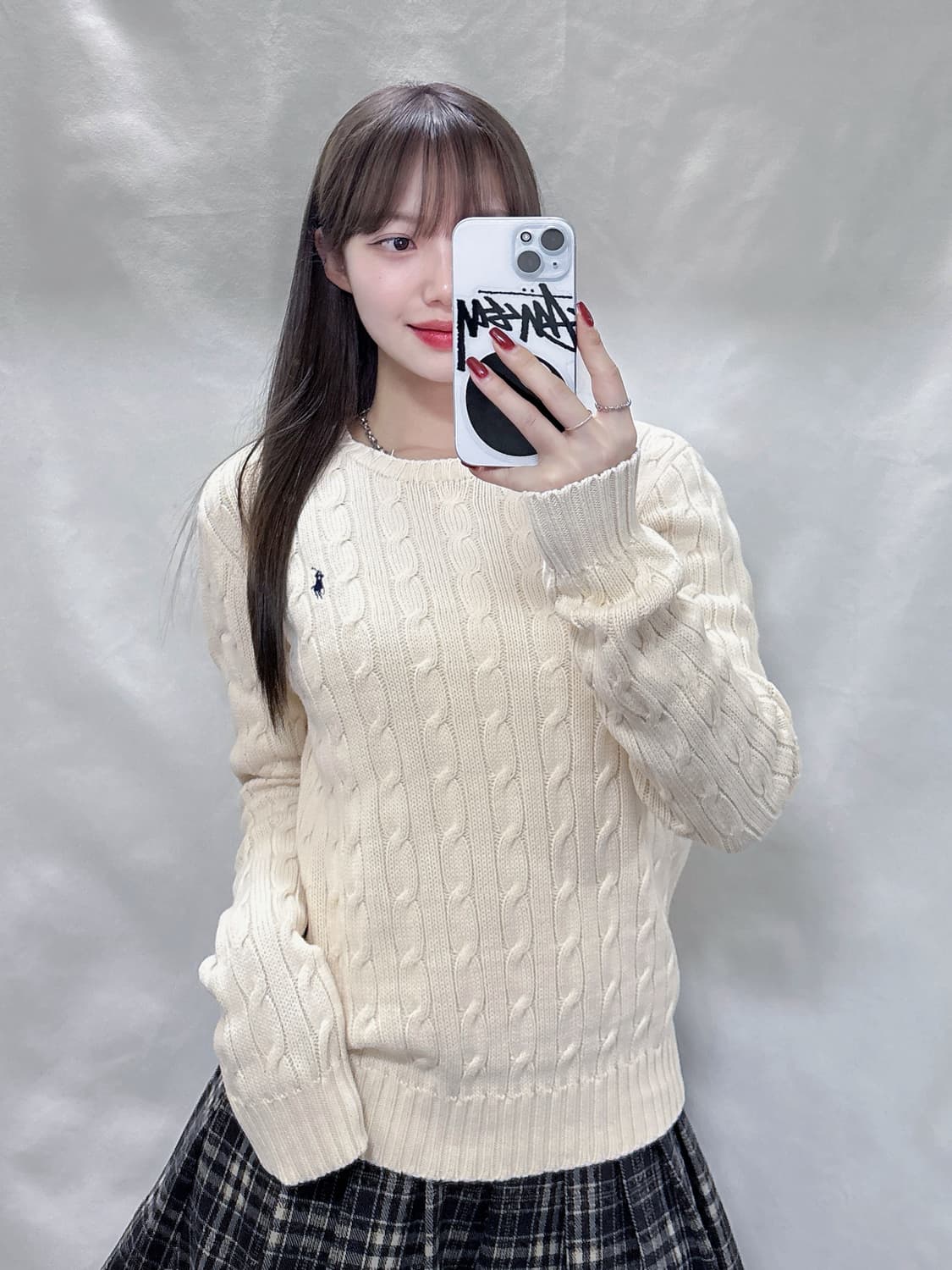 폴로 화이트크림 포니 케이블 니트 상품이미지2