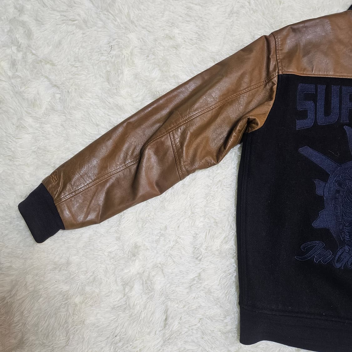 슈프림 07AW 자유의 여신상 가죽 울 블럭 바시티 L size 상품이미지7