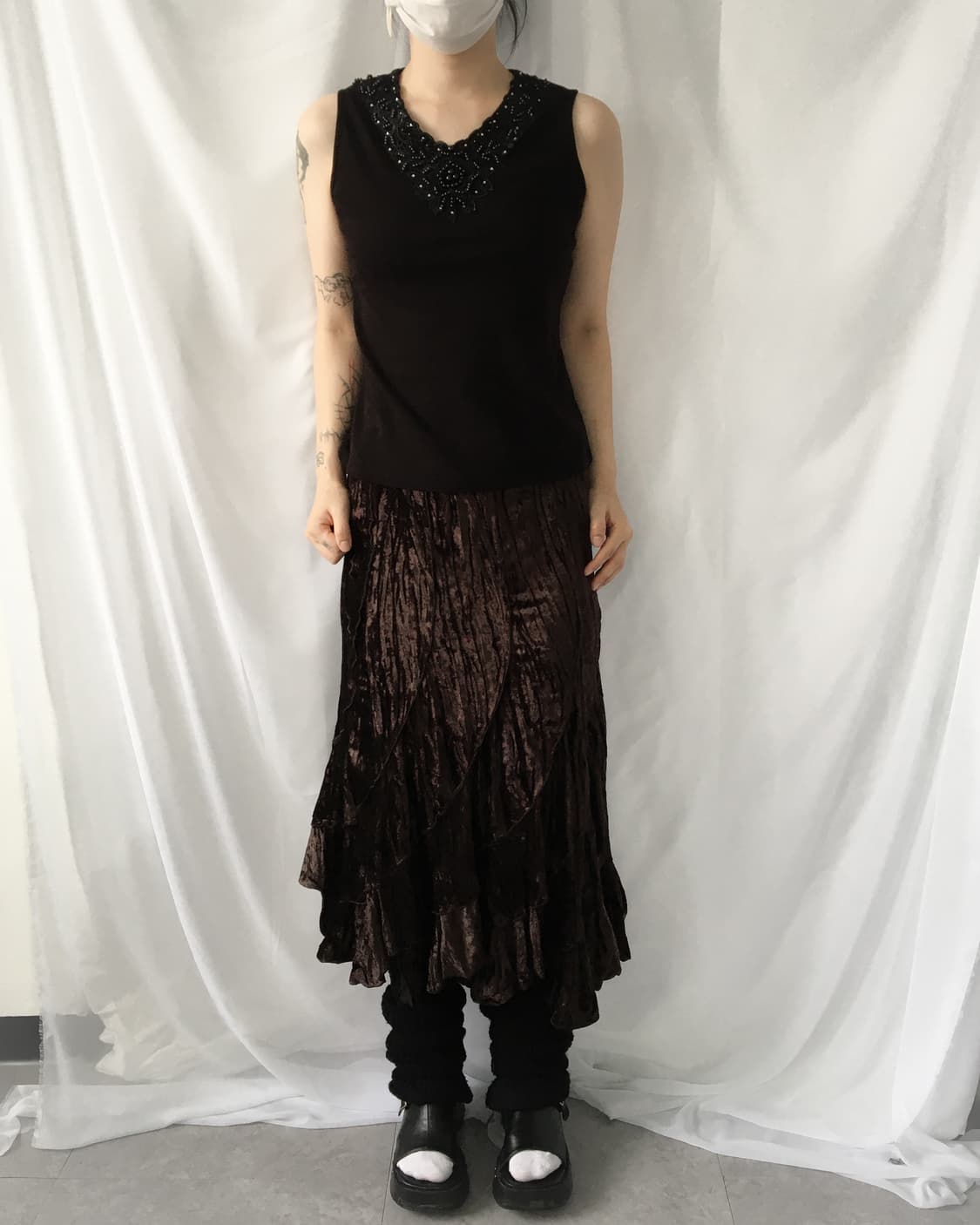Unbalanced pleat s long skirt 상품이미지4