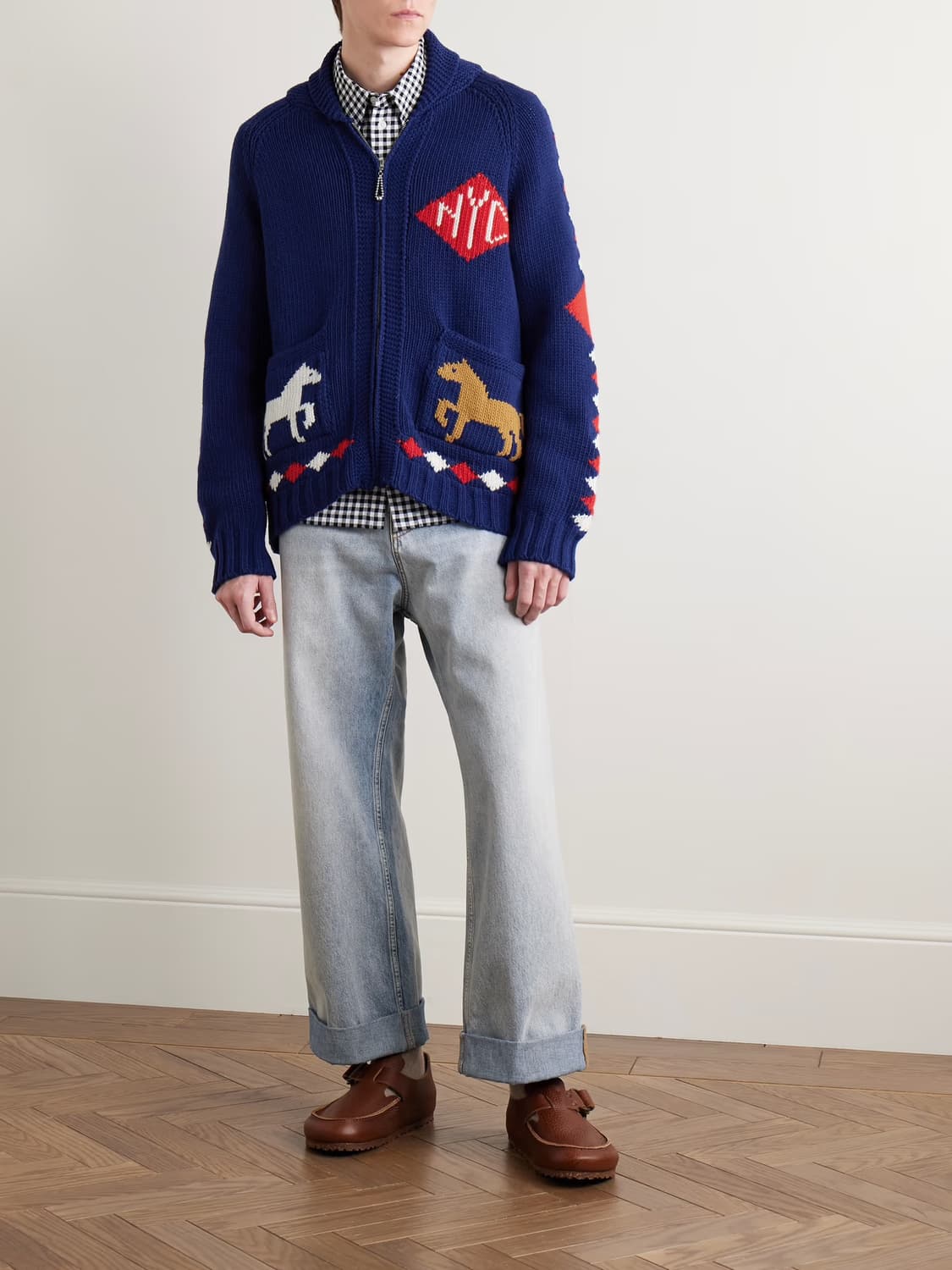 [M]보디 BODE 다이아몬드 카라 울 집업 가디건 상품이미지4