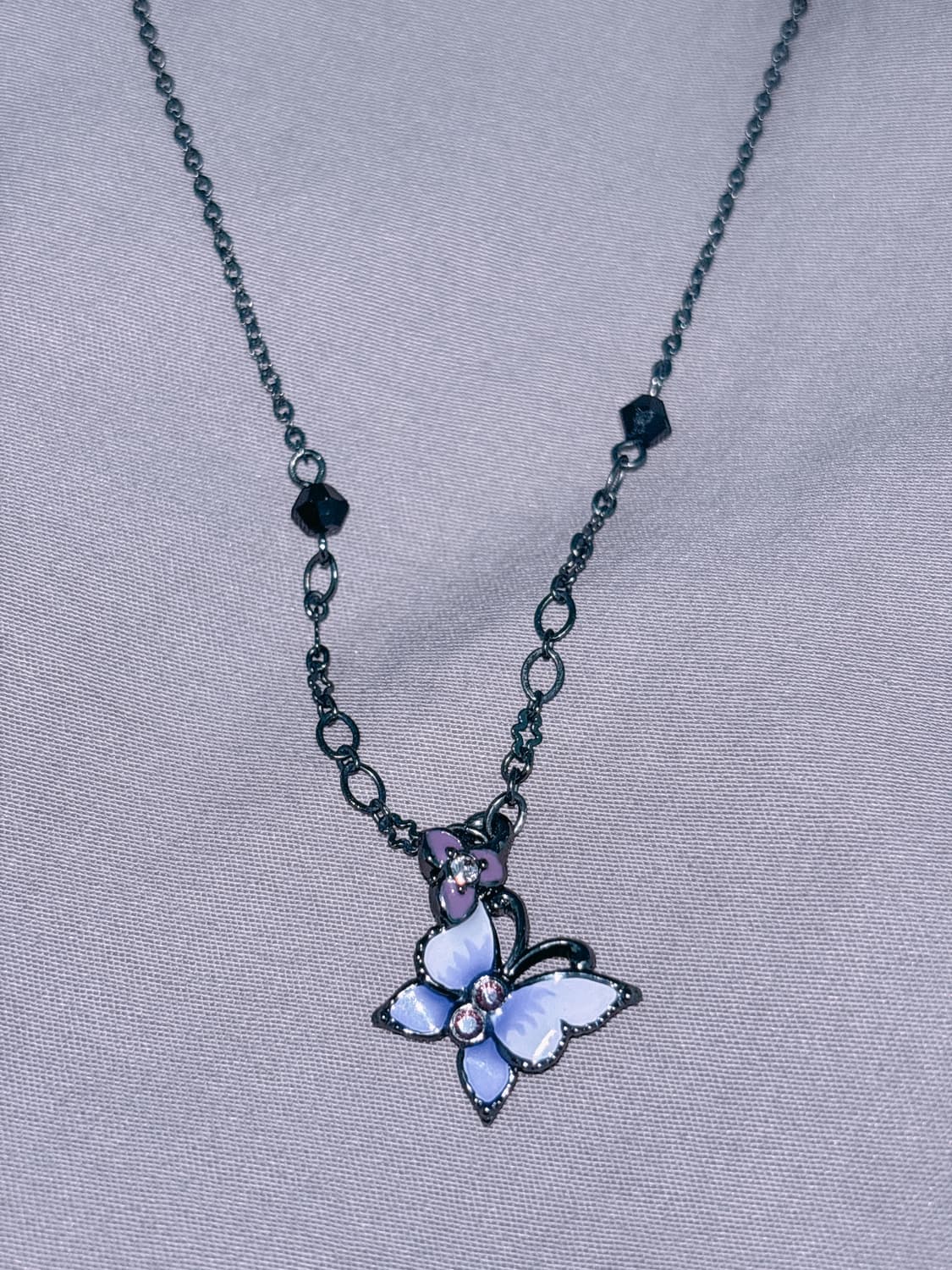 빈티지 안나수이 퍼플 나비 목걸이 + 레이어드용 목걸이 세트 상품이미지4